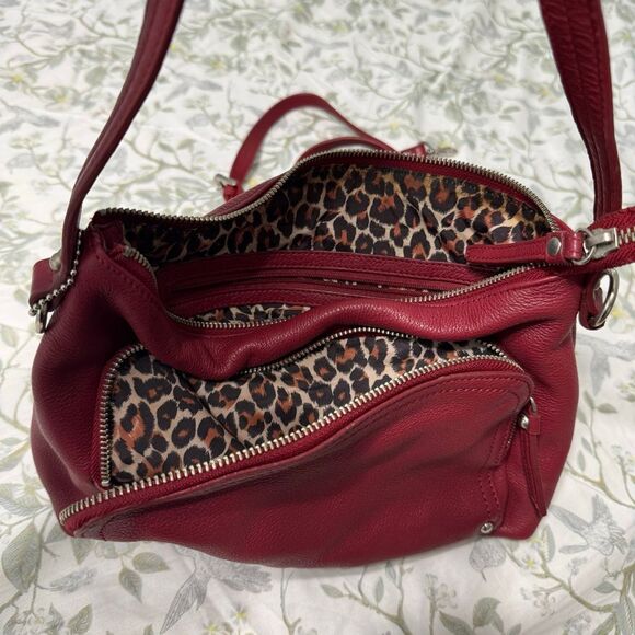 Pelle Studio Red Leather Leopard Print 2010s Purse - Picture 1 of 7